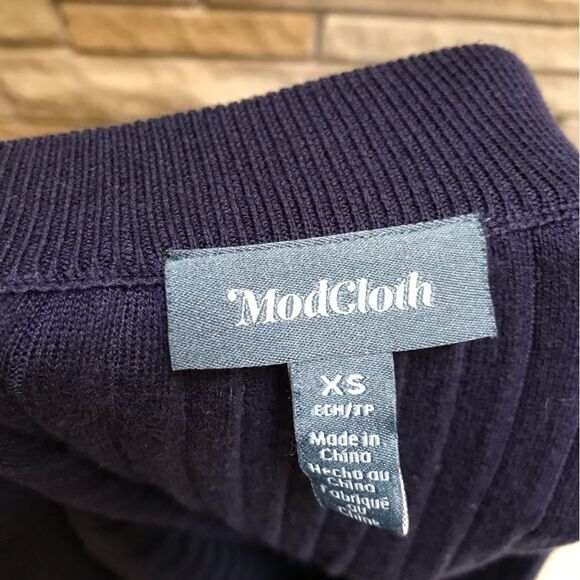 ModCloth Spirited Spectrum Navy Knit Skirt With Rainbow Stripes Pride Office XS - Picture 7 of 9